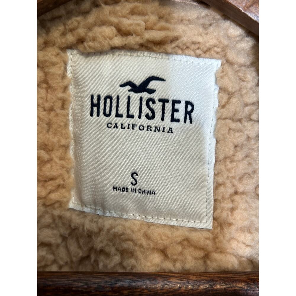 Hollister Zip Up Beige Teddy Fleece Size Small - Picture 5 of 6